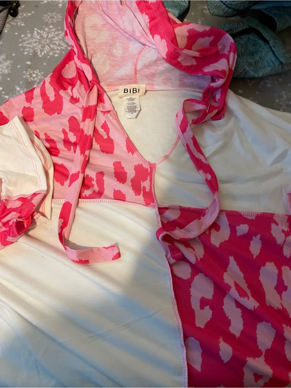 BiBi Hot Pink and Light Pink Patterned Hoodie Top